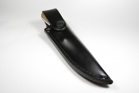 нож Манул с черными кожаными ножнами